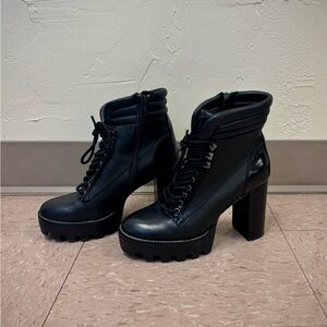 Gianna Bini Black Heeled Platform Boots